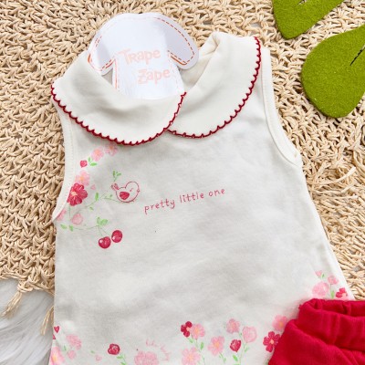 Conj. Regata Pretty Little One e Tapa Fraldas - Vermelho e Off White